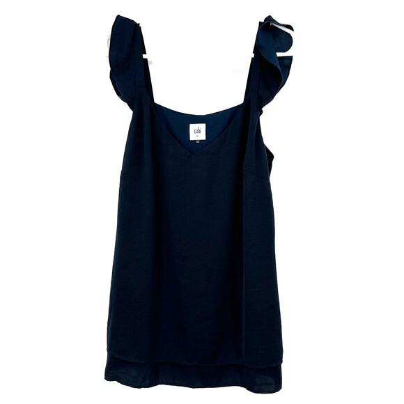 Cabi Size Medium Blouse Ruffle V‎ Neck Sleeveless Solid Tank Dressy Formal Work - Picture 1 of 5